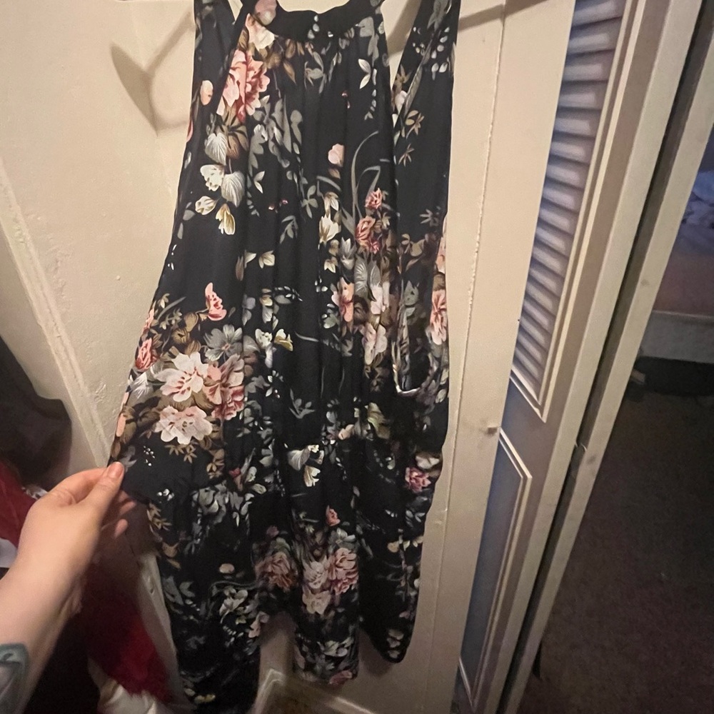Floral navy blue halter neck romper size 3x